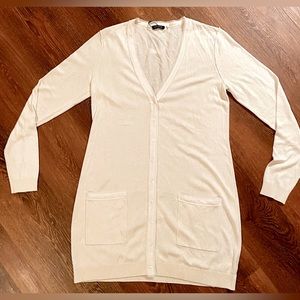 Magaschoni Ivory Silk/Cashmere Button Down Cardigan
